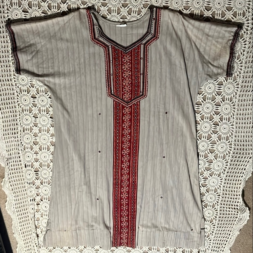 Embroidered Tunic with Red Accents